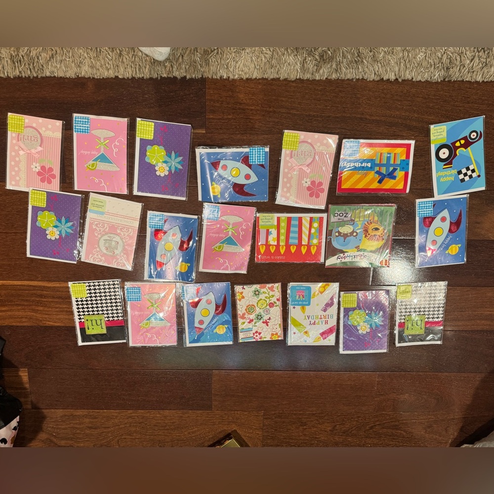 Nip cards 21 cards total 12 birthday, 2 baby girl, 1 wedding and 6 blank)